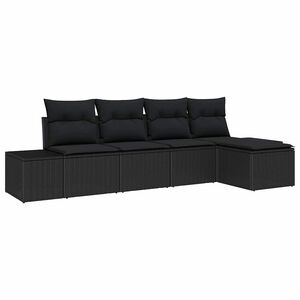 vidaXL Ensemble de canap&eacute; de jardin avec coussin 5 pcs Noir polyrotin