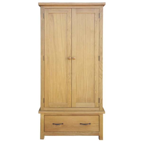 vidaXL Garde-robe avec 1 tiroir 90 x 52 x 183 cm Bois de ch&ecirc;ne massif