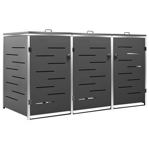 vidaXL Abri pour trois poubelles 207x77,5x115 cm Inox