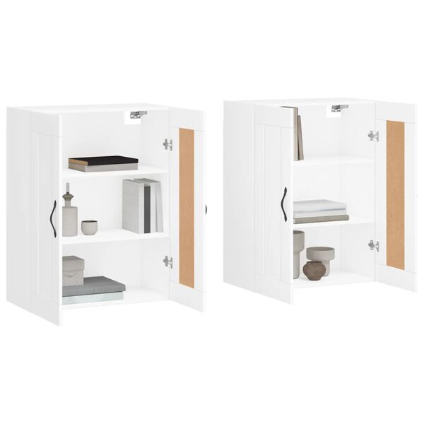 vidaXL Armoires murales 2 pcs blanc bois d'ing&eacute;nierie