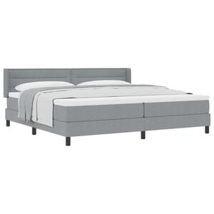 vidaXL Lit &agrave; ressorts avec matelas Gris clair 200 x 200 cm Polyester