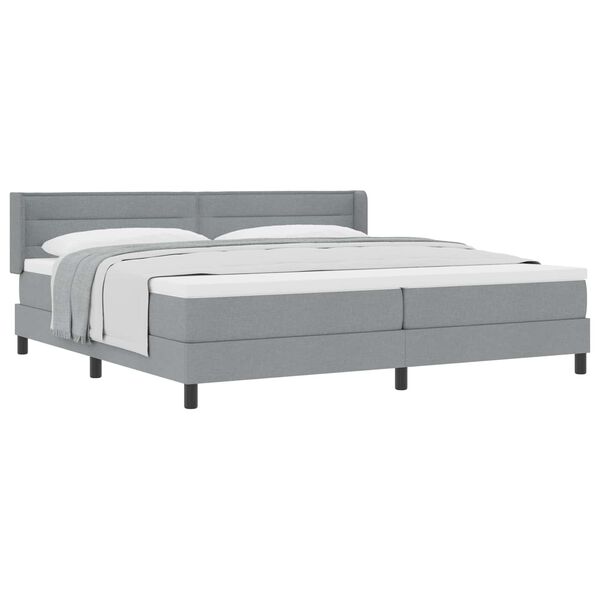 vidaXL Lit &agrave; ressorts avec matelas Gris clair 200 x 200 cm Polyester