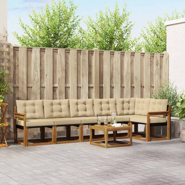 vidaXL Ensemble de canap&eacute;s d'ext&eacute;rieur 7 pcs Naturel et Beige