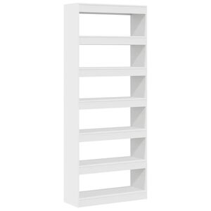 vidaXL Biblioth&egrave;que 6 niveaux 80 x 30 x 198 cm Bois d'ing&eacute;nierie Blanc