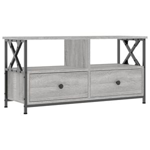 vidaXL Meuble TV sonoma gris 90x33x45 cm bois d'ing&eacute;nierie et fer