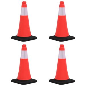 vidaXL C&ocirc;nes de signalisation r&eacute;fl&eacute;chissants &agrave; base lourde 4 pcs 50 cm