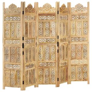 vidaXL Cloison de s&eacute;paration 5 panneaux 200x165 cm Bois de manguier