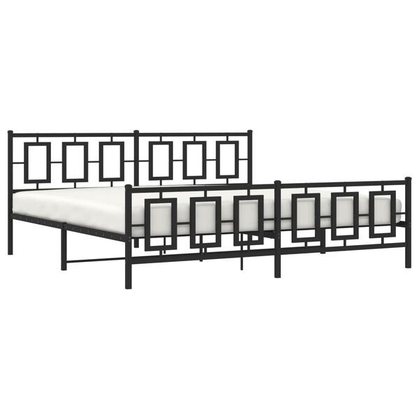 vidaXL Cadre de lit m&eacute;tal sans matelas avec pied de lit noir 193x203cm