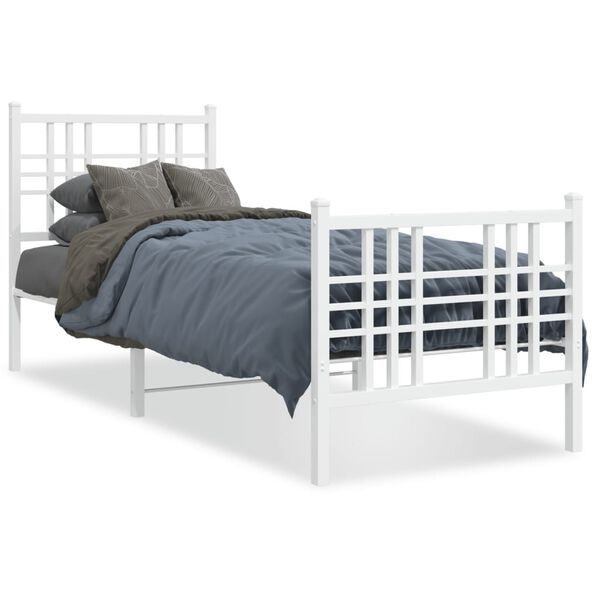 vidaXL Cadre de lit m&eacute;tal sans matelas avec pied de lit blanc 80x200cm