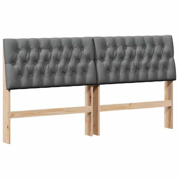 vidaXL T&ecirc;te de lit capitonn&eacute;e Gris fonc&eacute; 180 cm Pin massif
