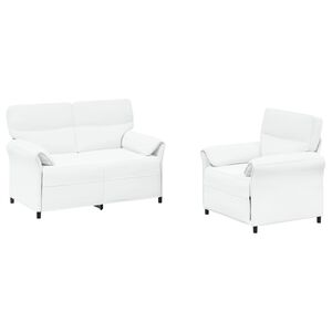 vidaXL Ensemble de Canap&eacute;s 2 pc Blanc Tissu