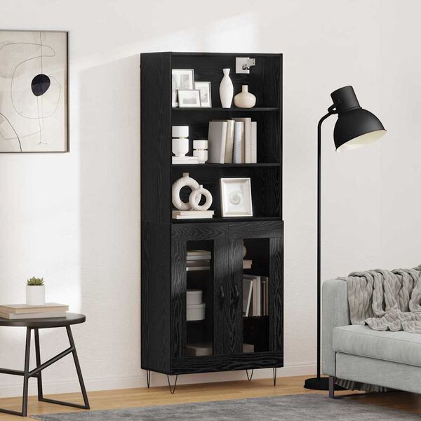 vidaXL Haut Armoire 2 pcs Ch&ecirc;ne noir Bois d'ing&eacute;nierie