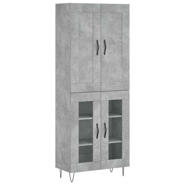vidaXL Buffet haut Gris b&eacute;ton 69,5x34x180 cm Bois d'ing&eacute;nierie