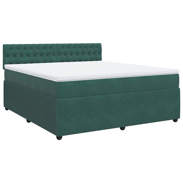 vidaXL Sommier &agrave; lattes de lit et matelas Vert fonc&eacute; 180x200cm Velours