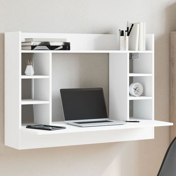 vidaXL Bureau mural blanc 105x48x75 cm bois d'ingénierie