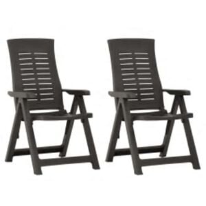 vidaXL Fauteuils pliants inclinables, lot de 2, en plastique anthracite