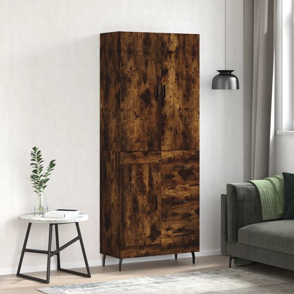 vidaXL Buffet haut Ch&ecirc;ne fum&eacute; 69,5x34x180 cm Bois d'ing&eacute;nierie