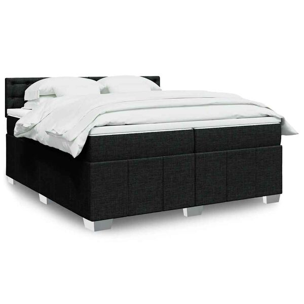 vidaXL Sommier &agrave; lattes de lit avec matelas Noir 200x200 cm Tissu