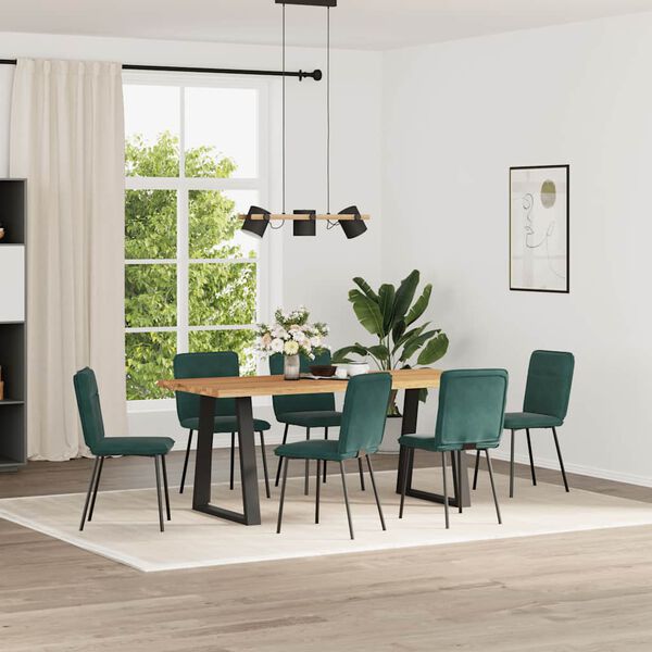 vidaXL Chaises &agrave; manger lot de 6 vert fonc&eacute; velours