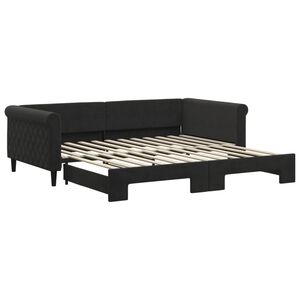 vidaXL Lit de jour avec gigogne sans matelas noir 100x200 cm