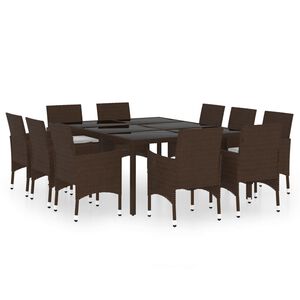 vidaXL Ensemble &agrave; Manger de jardin 11pcs poly rotin et bois solide