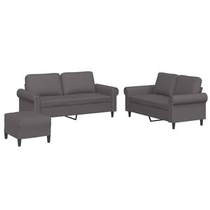 vidaXL Ensemble de canap&eacute;s 3 pcs avec coussins Gris Similicuir