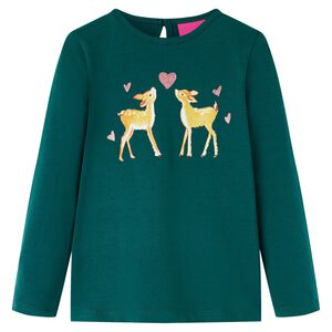 T-shirt enfants &agrave; manches longues vert fonc&eacute; 92