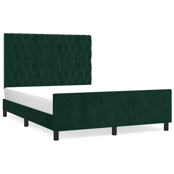 vidaXL Cadre de lit sans matelas vert fonc&eacute; 140x190 cm velours