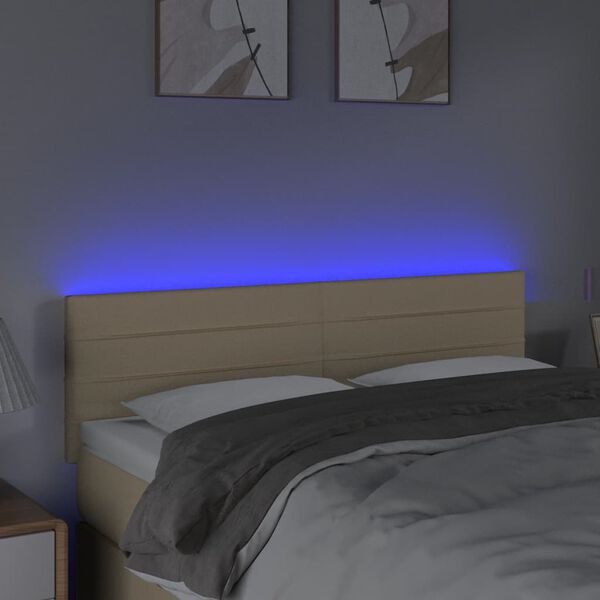 vidaXL T&ecirc;te de lit &agrave; LED Cr&egrave;me 144x5x78/88 cm Tissu