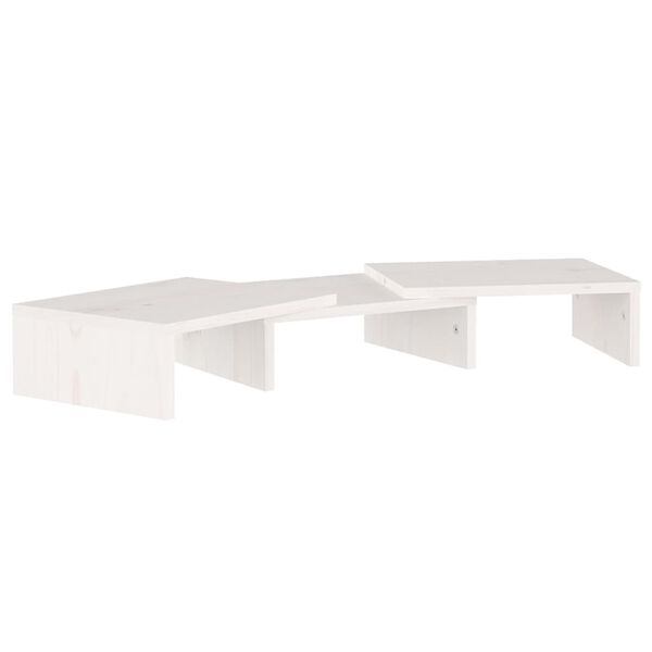 vidaXL Support de moniteur Blanc 60x24x10,5 cm Bois de pin solide