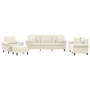 vidaXL Ensemble de canap&eacute;s 4 pcs avec coussins cr&egrave;me velours