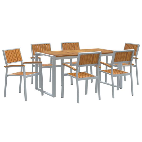 vidaXL Ensemble de salle à manger pour jardin 7 pcs Gris et marron
