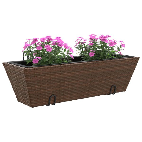 vidaXL Jardinières avec crochets 2 pcs marron résine tressée