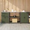 vidaXL Ensemble de rangement cuisine avec &eacute;tag&egrave;re 3 pcs Vert olive