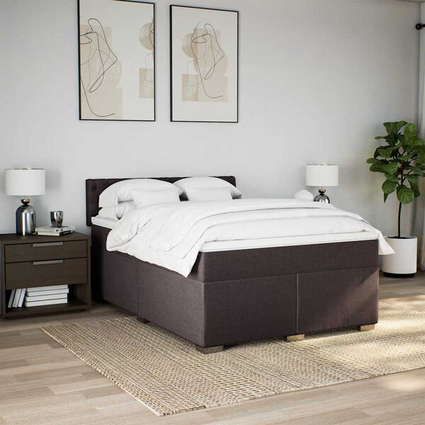 vidaXL Sommier &agrave; lattes de lit avec matelas Marron fonc&eacute; 140x190 cm