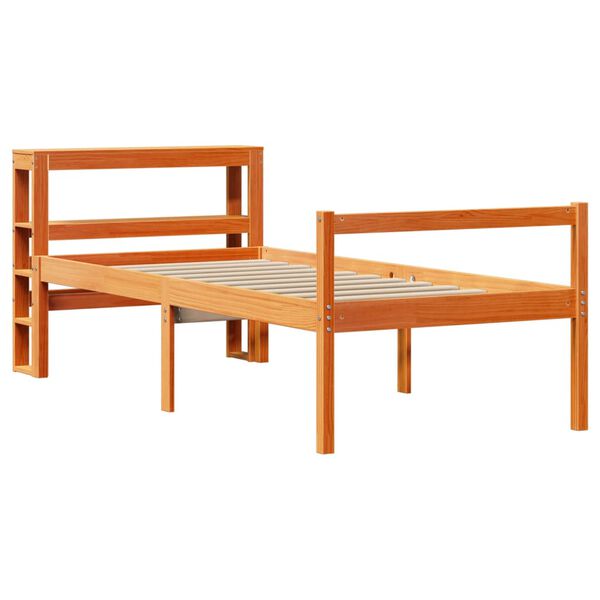 vidaXL Cadre de lit avec t&ecirc;te de lit sans matelas cire marron 90x200cm