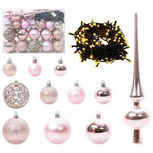 vidaXL Ensemble de Boules de No&euml;l 61 pc 150 LED Blanc chaud &Oslash; 6 cm