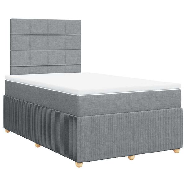 vidaXL Sommier &agrave; lattes de lit avec matelas Gris clair 120x200cm Tissu