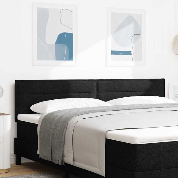 vidaXL T&ecirc;te de lit LED avec des lumi&egrave;res &agrave; LED Noir 180 cm Polyester