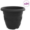 vidaXL Pot &agrave; fleurs rond 24 pcs Noir &Oslash; 26 x 21,5 cm Plastique
