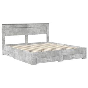 vidaXL Cadre de lit Gris b&eacute;ton 200 x 200 cm Bois d'ing&eacute;nierie