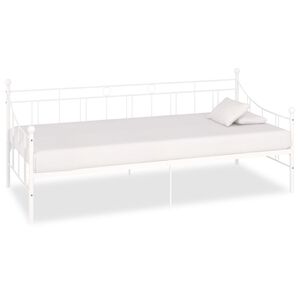 vidaXL Cadre de lit de jour sans matelas blanc m&eacute;tal 90x200 cm