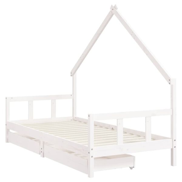 vidaXL Cadre de lit d'enfants tiroirs blanc 90x190 cm bois pin massif