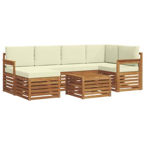 vidaXL Ensemble de canap&eacute;s d'ext&eacute;rieur 7 pc Naturel et Cr&egrave;me Polyester