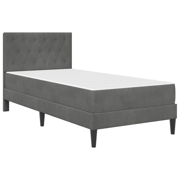 vidaXL Cadre de lit avec matelas Gris fonc&eacute; 90 x 190 cm Velours