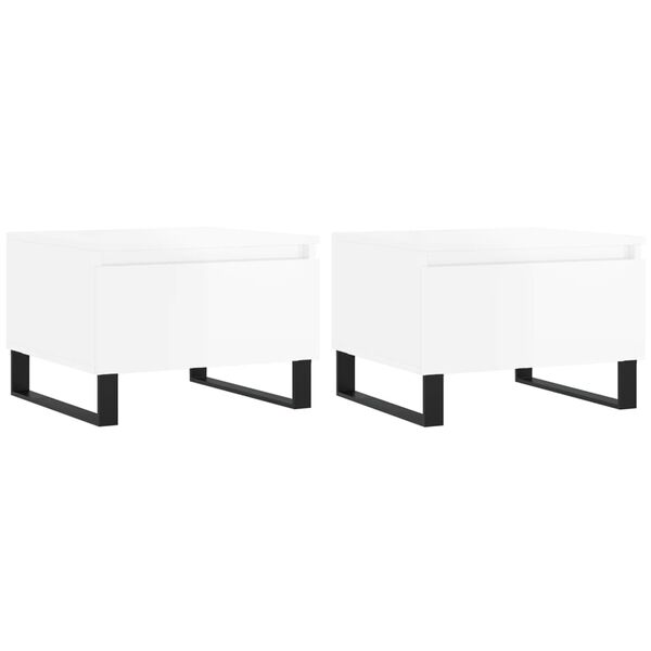vidaXL Tables basses 2 pcs blanc brillant 50x46x35cm bois d'ingénierie
