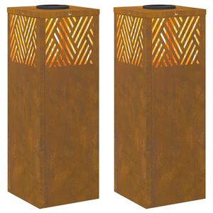 vidaXL Lumi&egrave;re de chemin LED solaire 2 pc Blanc chaud 18 x 18 x 50 cm