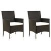 vidaXL Chaises de jardin lot de 2 avec coussins R&eacute;sine tress&eacute;e Noir