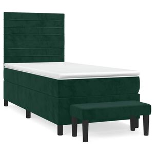 vidaXL Sommier &agrave; lattes de lit avec matelas Vert fonc&eacute; 90x190 cm