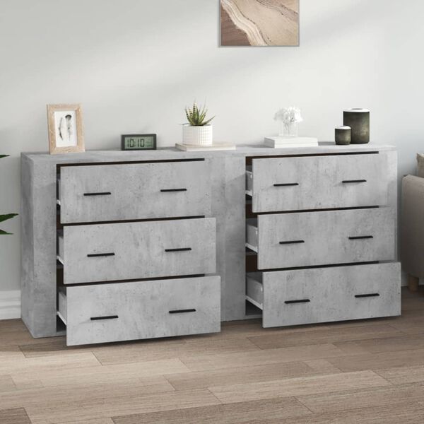 vidaXL Buffets 2 pcs gris b&eacute;ton bois d'ing&eacute;nierie